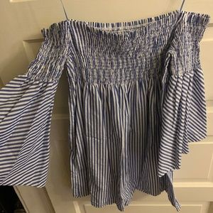 Zara Striped Off the Shoulder Shirt - XS